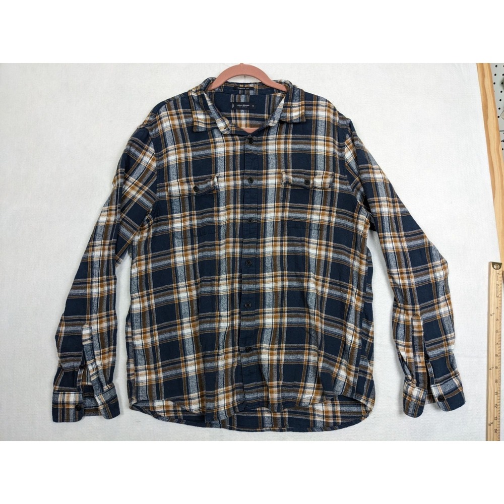 Lucky Brand Mens Shirt XL Classic Fit Plaid Flannel Blue Yellow